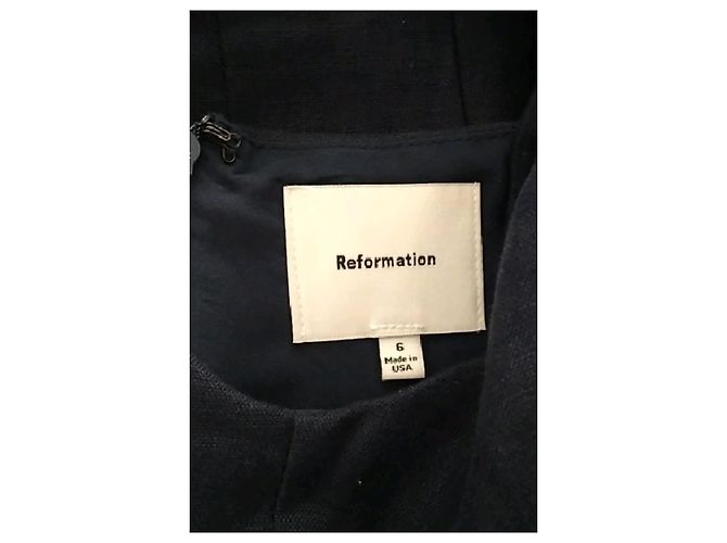 Vestido de lino azul marino Reformation - vista 7