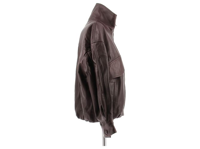 Autre Marque Chaqueta de cuero NOUR HAMMOUR Granate Burdeos - vista 3