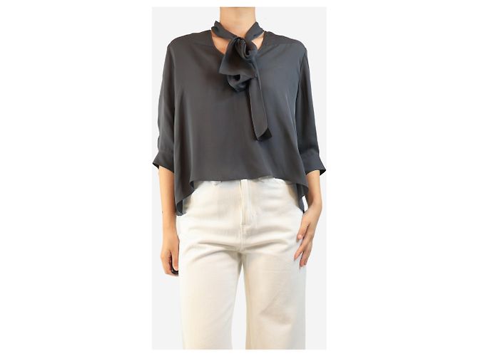 Autre Marque Blusa de seda com laço cinza - size M - vista 3