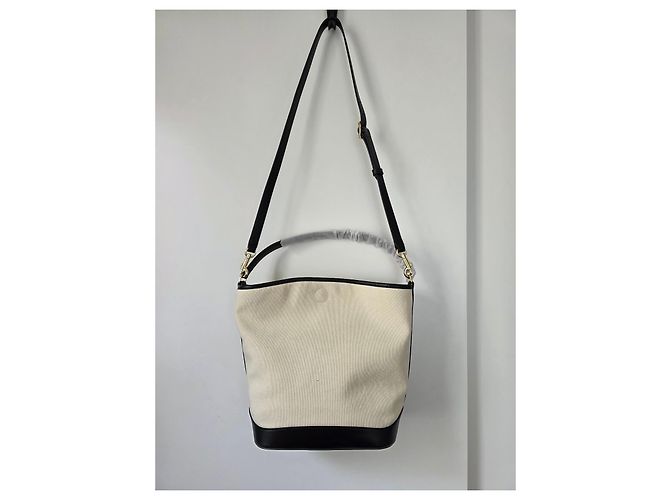 Sandro Tangoso Beuteltasche - Schwarzes Leder & Beiger Canvas - Ansicht 10