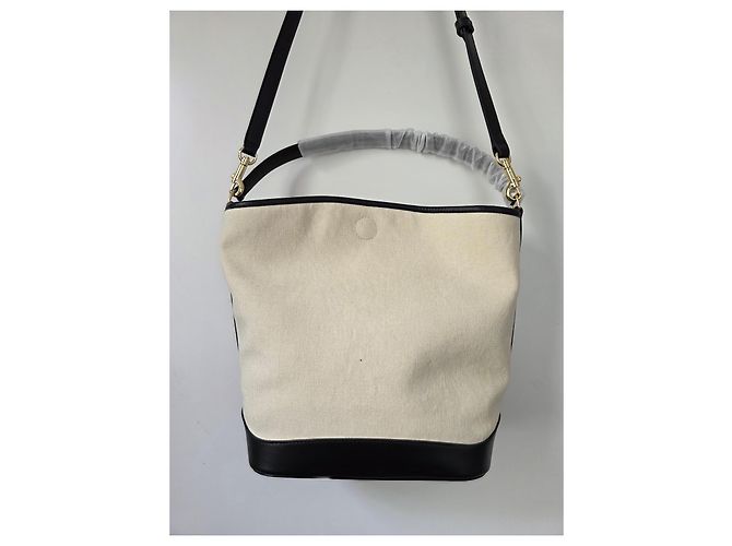 Sandro Tangoso Beuteltasche - Schwarzes Leder & Beiger Canvas - Ansicht 11
