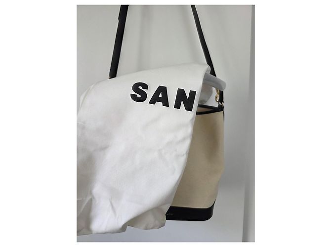 Sandro Tangoso Beuteltasche - Schwarzes Leder & Beiger Canvas - Ansicht 17