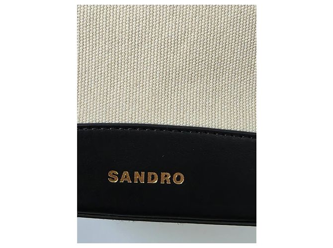 Sandro Tangoso Beuteltasche - Schwarzes Leder & Beiger Canvas - Ansicht 3