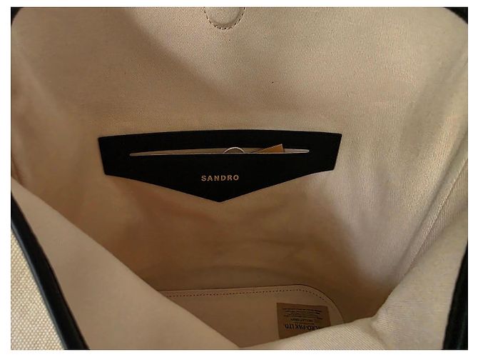Sandro Tangoso Beuteltasche - Schwarzes Leder & Beiger Canvas - Ansicht 4