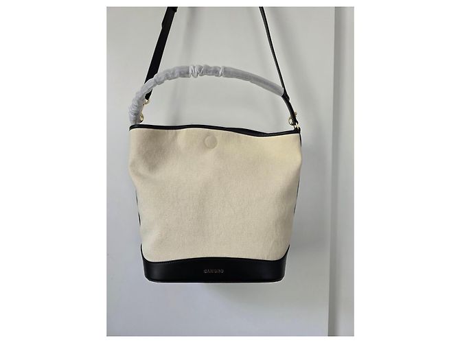 Sandro Tangoso Beuteltasche - Schwarzes Leder & Beiger Canvas - Ansicht 5