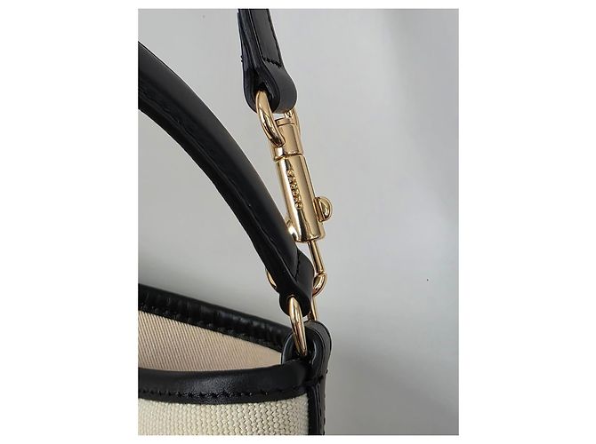 Sandro Tangoso Beuteltasche - Schwarzes Leder & Beiger Canvas - Ansicht 8