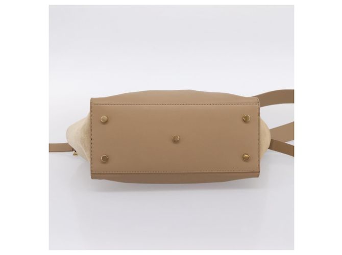 Autre Marque SAINT LAURENT Downtown Cabas Hand Bag Leather 2way Beige Gold - vista 11