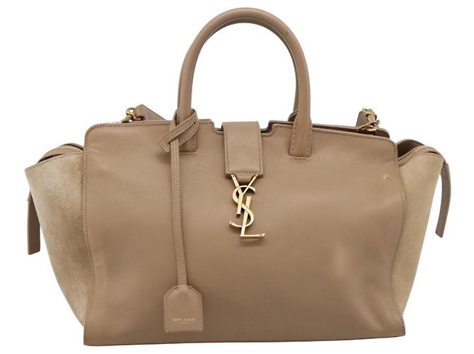 Autre Marque SAINT LAURENT Downtown Cabas Hand Bag Leather 2way Beige Gold - vista 2