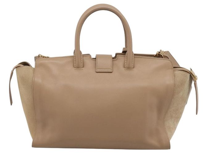 Autre Marque SAINT LAURENT Downtown Cabas Hand Bag Leather 2way Beige Gold - vista 3
