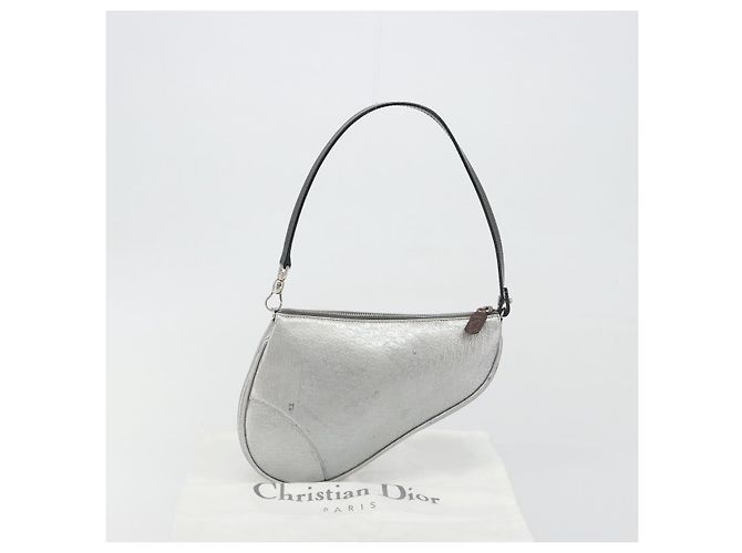 Christian Dior Trotter Canvas Saddle Accessory Pouch Leather Silver - vista 12