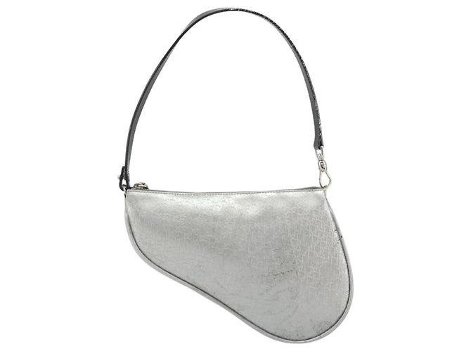 Christian Dior Trotter Canvas Saddle Accessory Pouch Leather Silver - vista 2