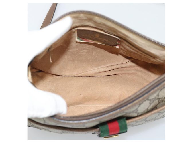GUCCI GG Supreme Web Sherry Line Bag PVC Beige Gold 89 02 032 - vista 10
