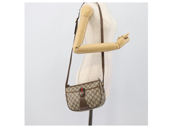 GUCCI GG Supreme Web Sherry Line Bag PVC Beige Gold 89 02 032 - vista 24