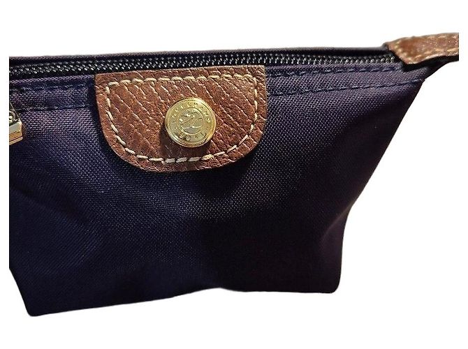 Monedero Longchamp Le Pliage de lona y cuero Púrpura Morado oscuro - vista 2