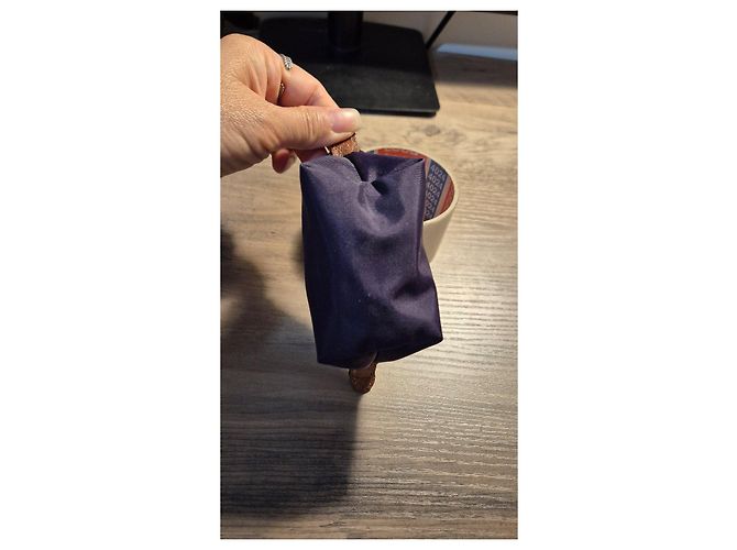 Monedero Longchamp Le Pliage de lona y cuero Púrpura Morado oscuro - vista 4