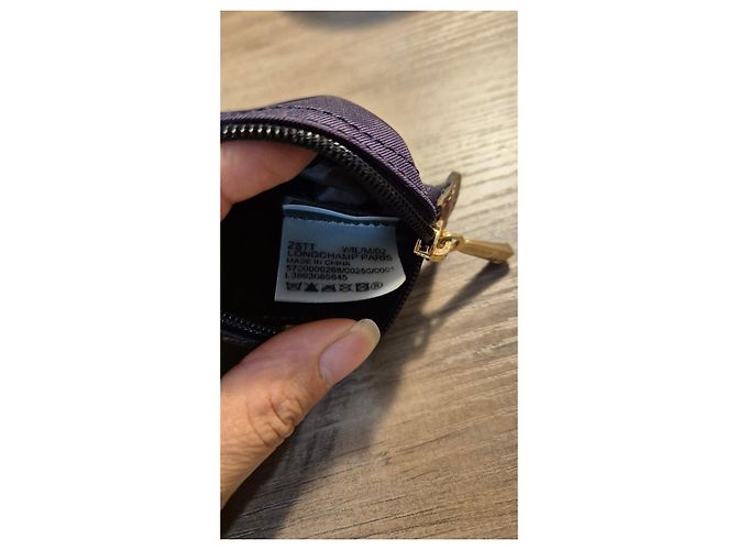 Monedero Longchamp Le Pliage de lona y cuero Púrpura Morado oscuro - vista 8