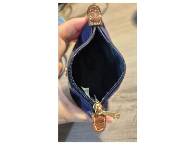 Monedero Longchamp Le Pliage de lona y cuero Púrpura Morado oscuro - vista 9