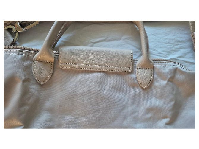 Longchamp Le Pliage Bolsa de Couro Bege - vista 8