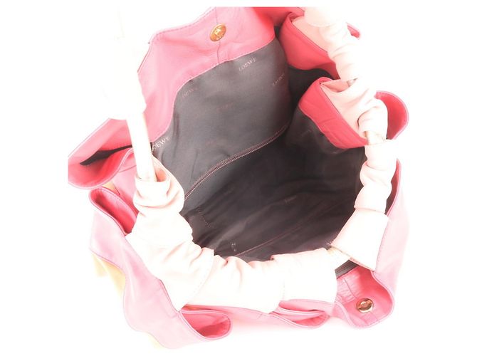 Loewe Nappa Aire Anagram Leather Handbag Tote Bag Pink Orange - view 7
