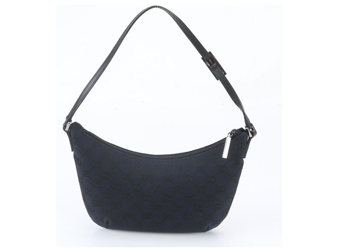 Gucci GG Canvas Leder-Schultertasche Schwarz Marineblau - Ansicht 3