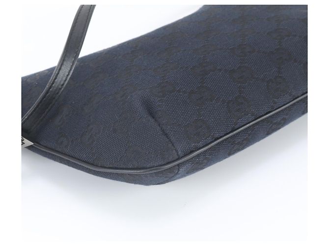 Gucci GG Canvas Leder-Schultertasche Schwarz Marineblau - Ansicht 4
