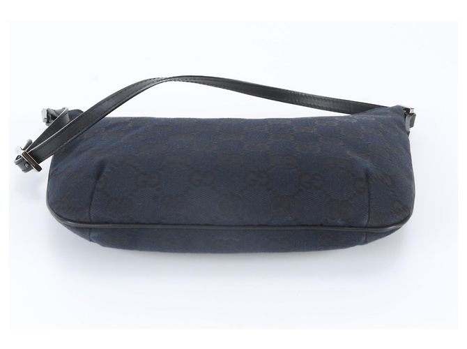 Gucci GG Canvas Leder-Schultertasche Schwarz Marineblau - Ansicht 6