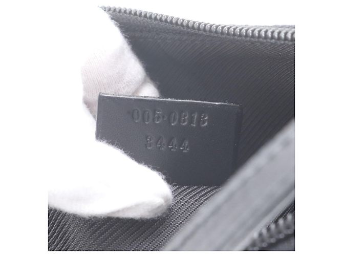Gucci GG Canvas Leder-Schultertasche Schwarz Marineblau - Ansicht 9
