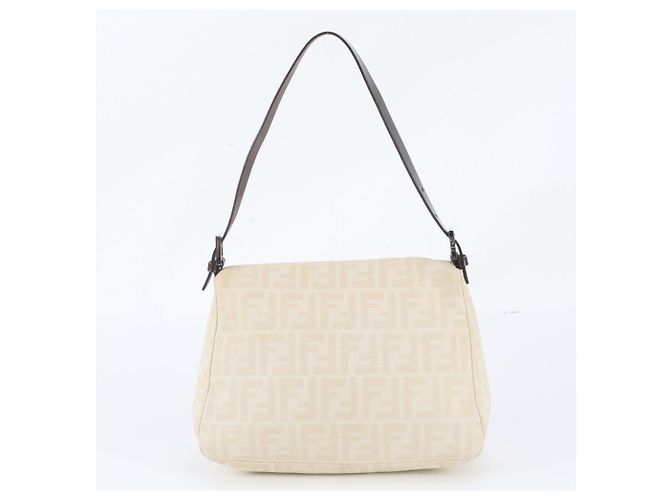 Borsa a spalla Fendi Zucca Canvas Mamma Bucket Baguette Beige - vista 3