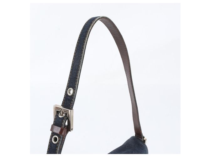 Borsa a tracolla Fendi 26640 in pelle e denim Blu navy - vista 2