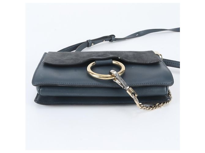 Bolsa de Ombro Chloé Faye em Couro Azul marinho - vista 5