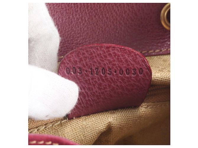 Zaino in pelle Gucci Old Bamboo Bordò - vista 10
