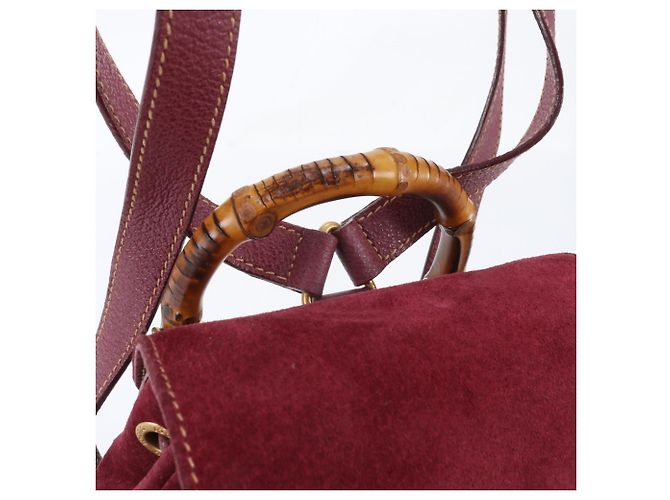 Zaino in pelle Gucci Old Bamboo Bordò - vista 2