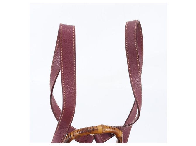 Zaino in pelle Gucci Old Bamboo Bordò - vista 3