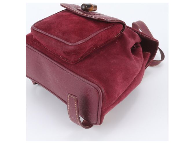 Zaino in pelle Gucci Old Bamboo Bordò - vista 5