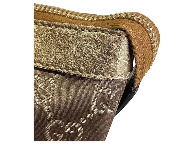 Borsa Gucci Abbey in tela GG oro D'oro - vista 7