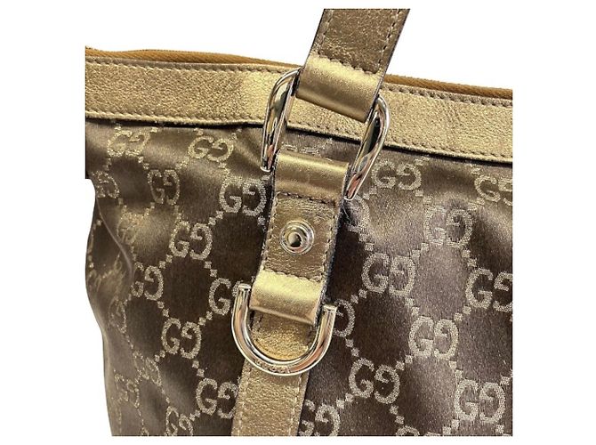Borsa Gucci Abbey in tela GG oro D'oro - vista 8