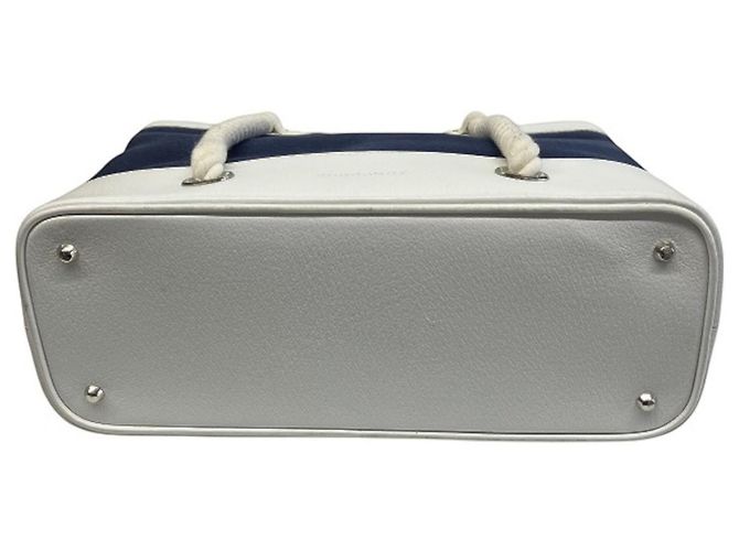 Borsa Tote Burberry Marine Nova Stripe in tela e pelle Blu navy - vista 3