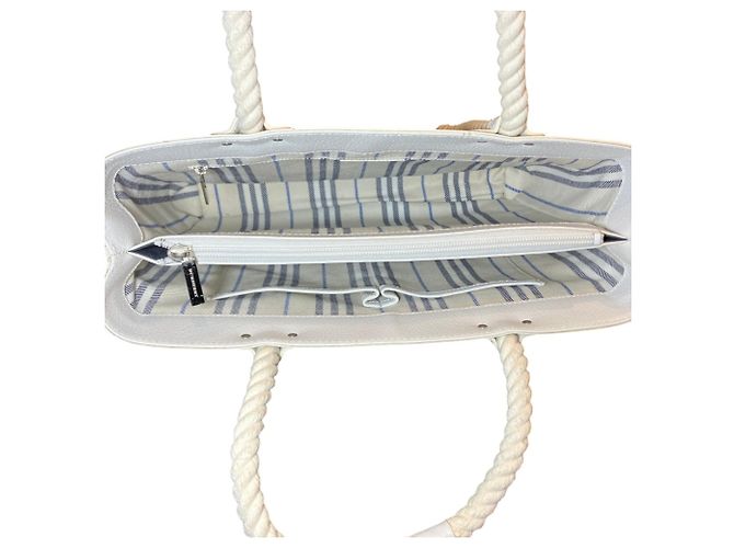 Borsa Tote Burberry Marine Nova Stripe in tela e pelle Blu navy - vista 5
