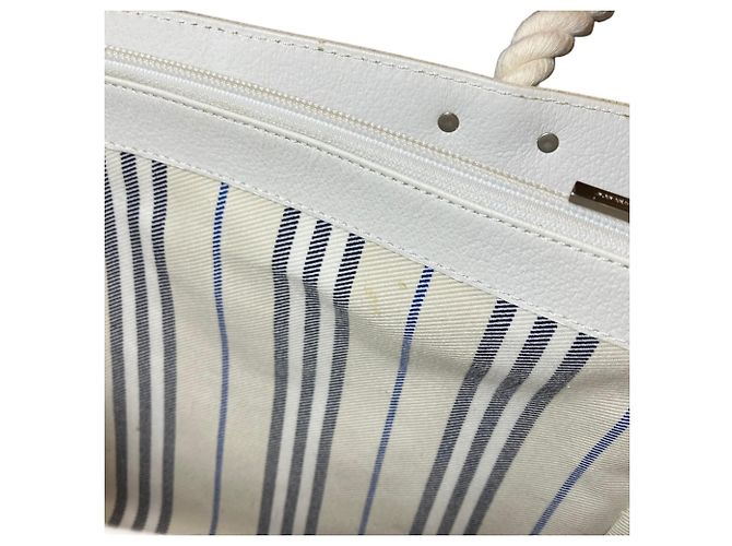 Borsa Tote Burberry Marine Nova Stripe in tela e pelle Blu navy - vista 8