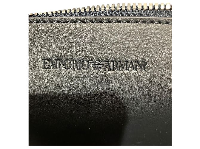 Borsa a tracolla in tela blu navy Emporio Armani - vista 4