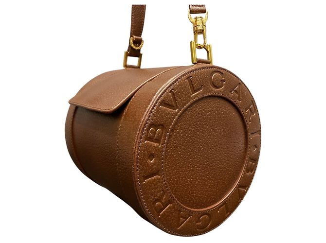 Bulgari Borsa Drum in pelle Bvlgari Marrone - vista 7