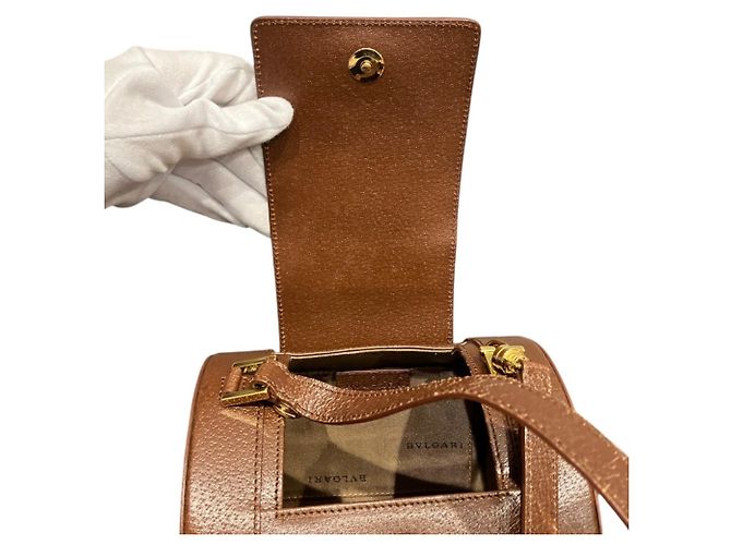 Bulgari Borsa Drum in pelle Bvlgari Marrone - vista 8