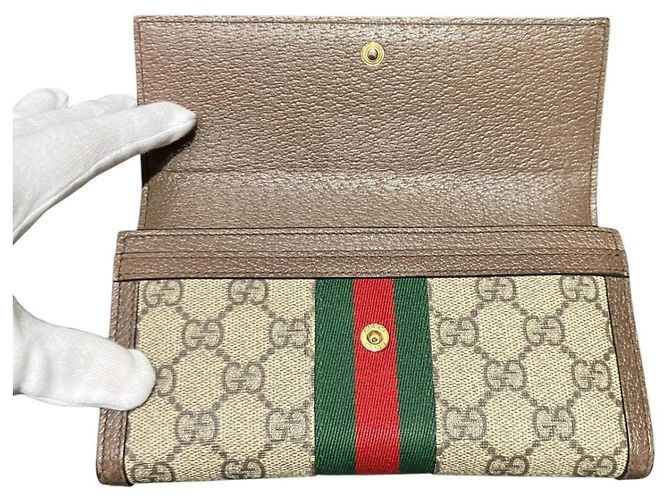 Cartera larga de piel Gucci Ophidia Castaño - vista 3