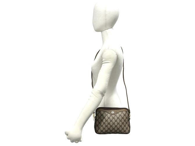 Gucci Vintage GG Logo Leder-Schultertasche Braun - Ansicht 2