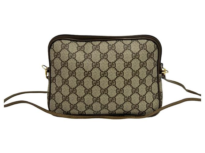 Gucci Vintage GG Logo Leder-Schultertasche Braun - Ansicht 3