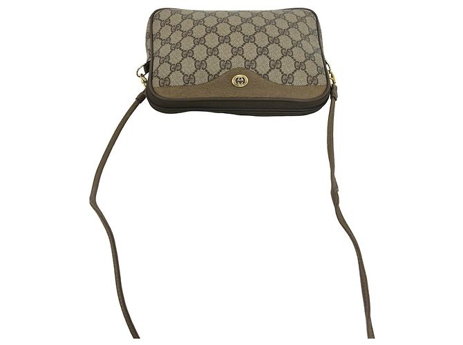 Gucci Vintage GG Logo Leder-Schultertasche Braun - Ansicht 4