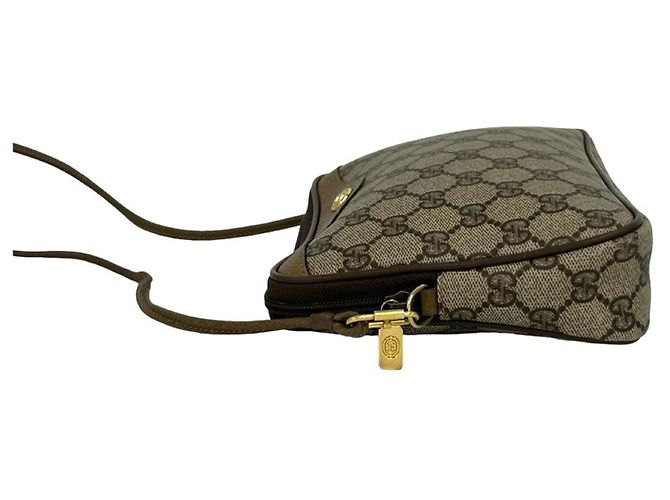 Gucci Vintage GG Logo Leder-Schultertasche Braun - Ansicht 5