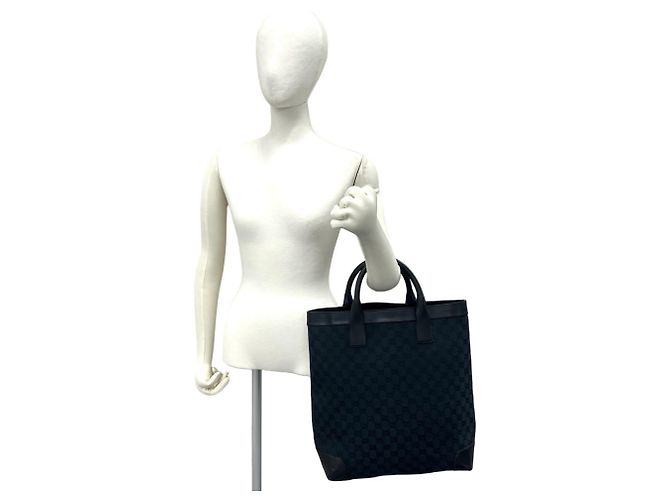 Gucci GG Canvas Leder Tote Bag Schwarz - Ansicht 2