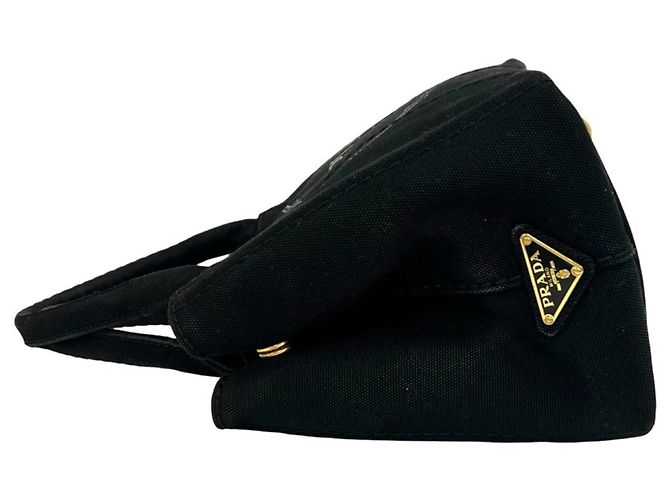 Tote Sac à main Prada Canapa en toile avec logo triangle Noir - vue 5