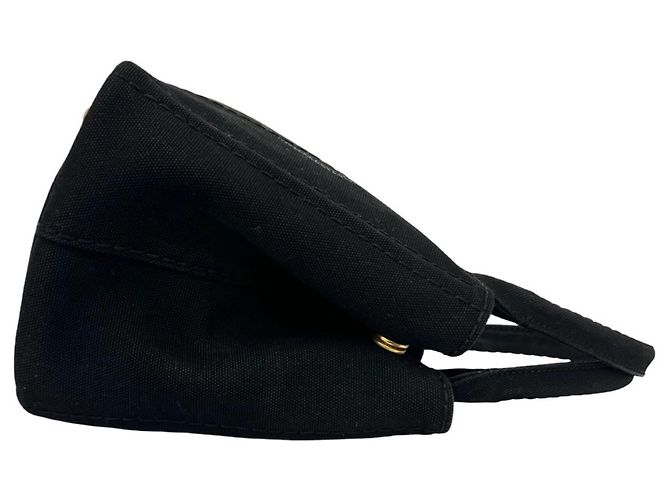 Tote Sac à main Prada Canapa en toile avec logo triangle Noir - vue 6